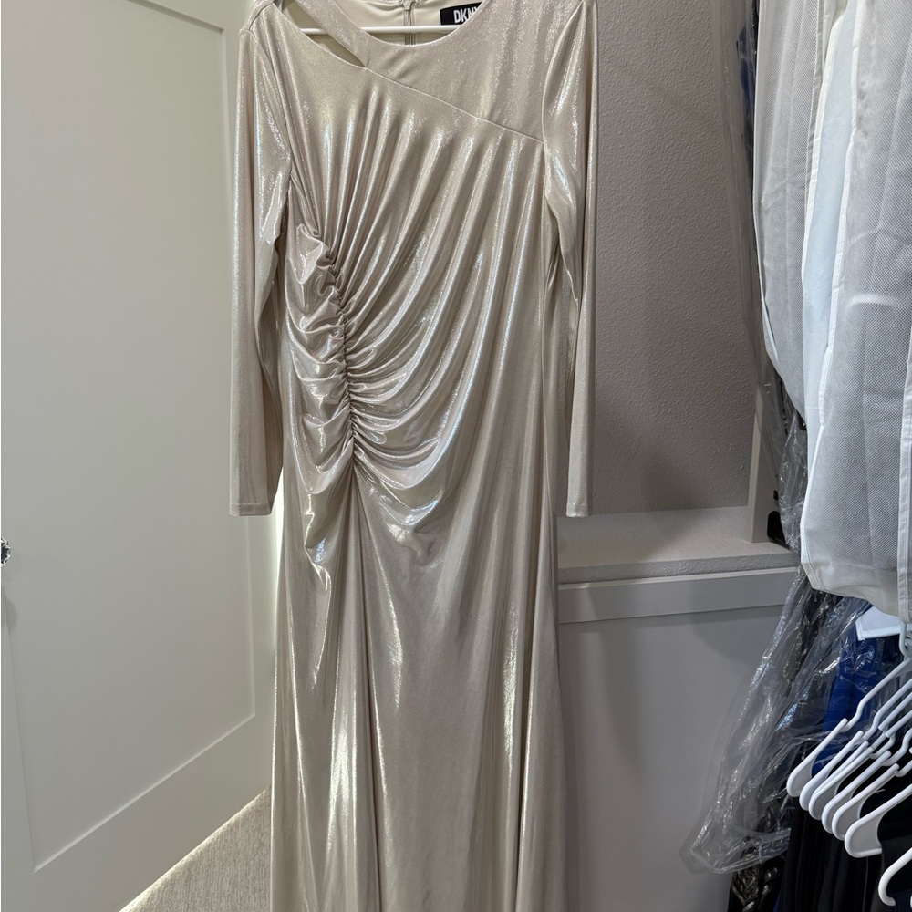 DKNY Shimmering gold Long Sleeve Dress